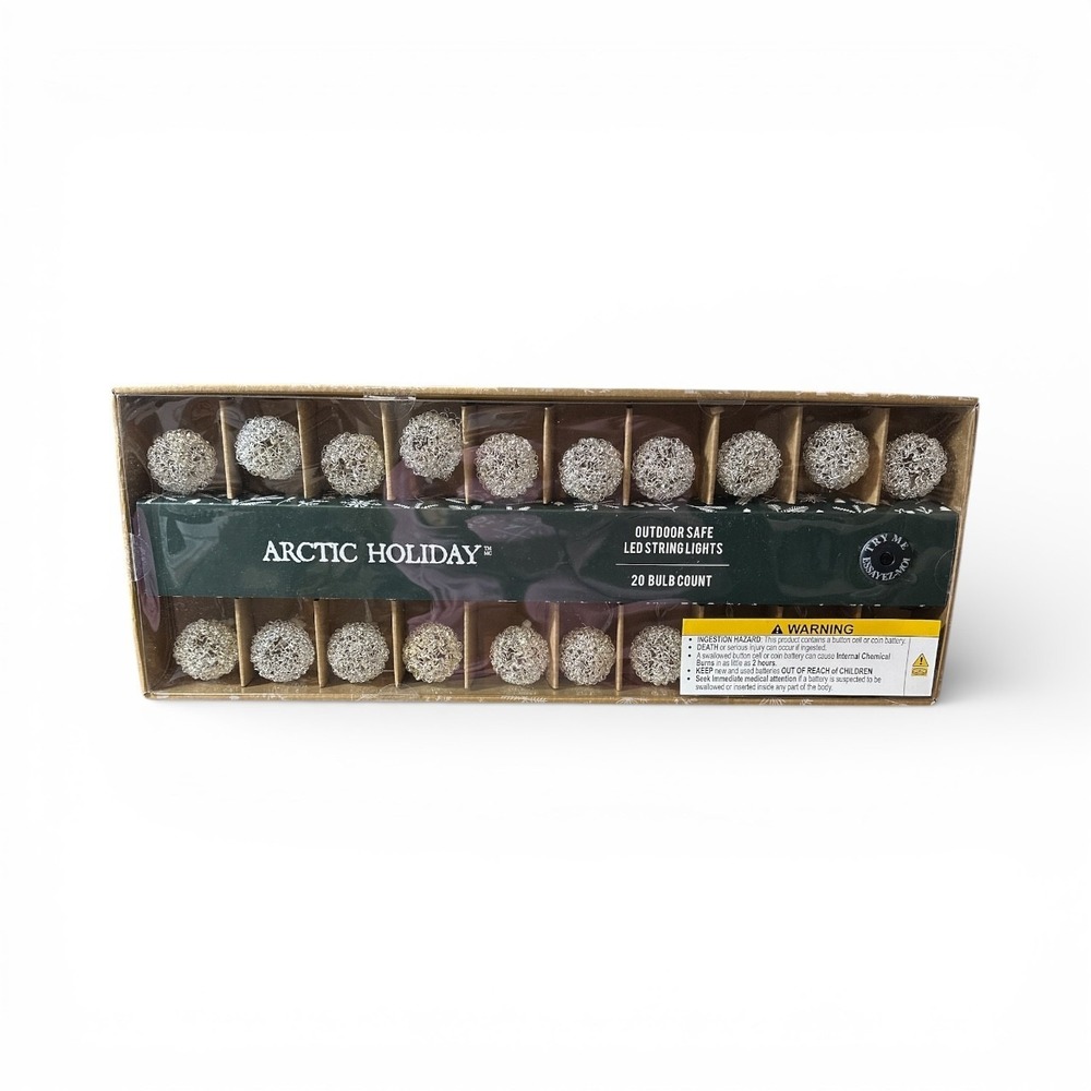 Arctic‎ Holiday Christmas String LED Light Up Silver Tinsel Bulbs 20 Count NEW